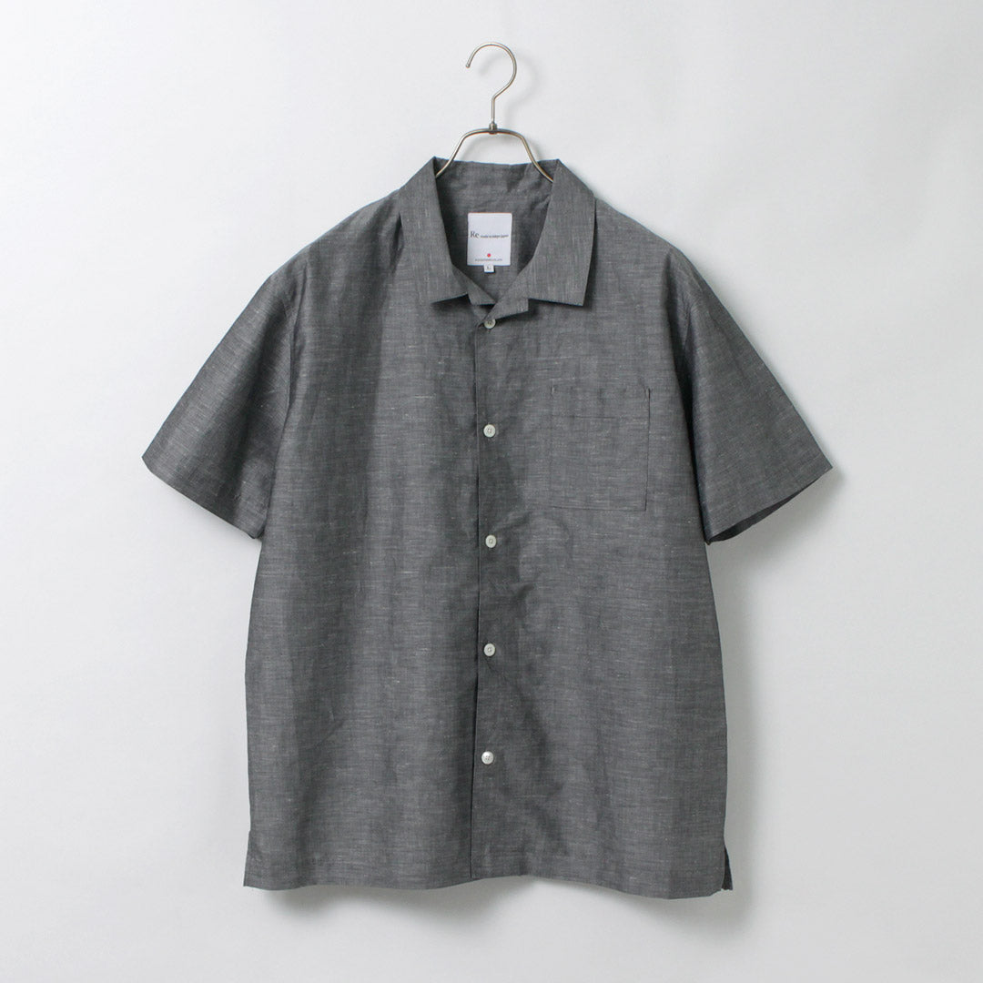 RE MADE IN TOKYO JAPAN（アールイー） ハードマンズリネン オープンカラーシャツ / メンズ 半袖 日本製 Herdmans Linen Open Collar Shirt 2224S-SH