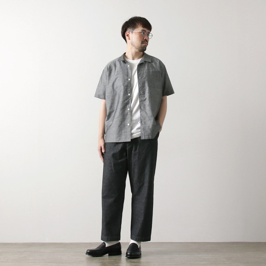 RE MADE IN TOKYO JAPAN（アールイー） ハードマンズリネン オープンカラーシャツ / メンズ 半袖 日本製 Herdmans Linen Open Collar Shirt 2224S-SH