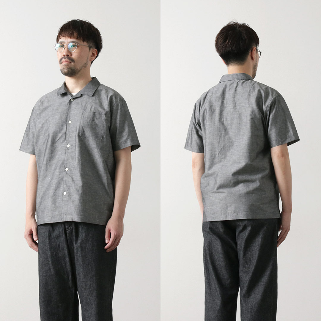 RE MADE IN TOKYO JAPAN（アールイー） ハードマンズリネン オープンカラーシャツ / メンズ 半袖 日本製 Herdmans Linen Open Collar Shirt 2224S-SH