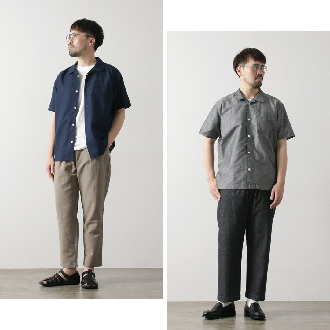 RE MADE IN TOKYO JAPAN（アールイー） ハードマンズリネン オープンカラーシャツ / メンズ 半袖 日本製 Herdmans Linen Open Collar Shirt 2224S-SH