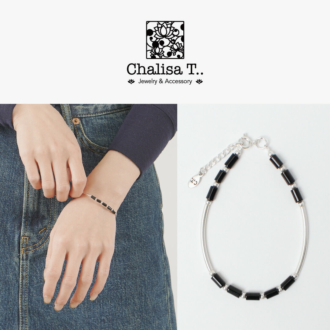 CHALISA T..（チャリッサ・ティー） ブラックオニキス チューブビーズ シルバーブレスレット シルバー925 / レディース アクセサリー 天然石 Black Onyx Tube Beads Silver Bracelet Silver 925