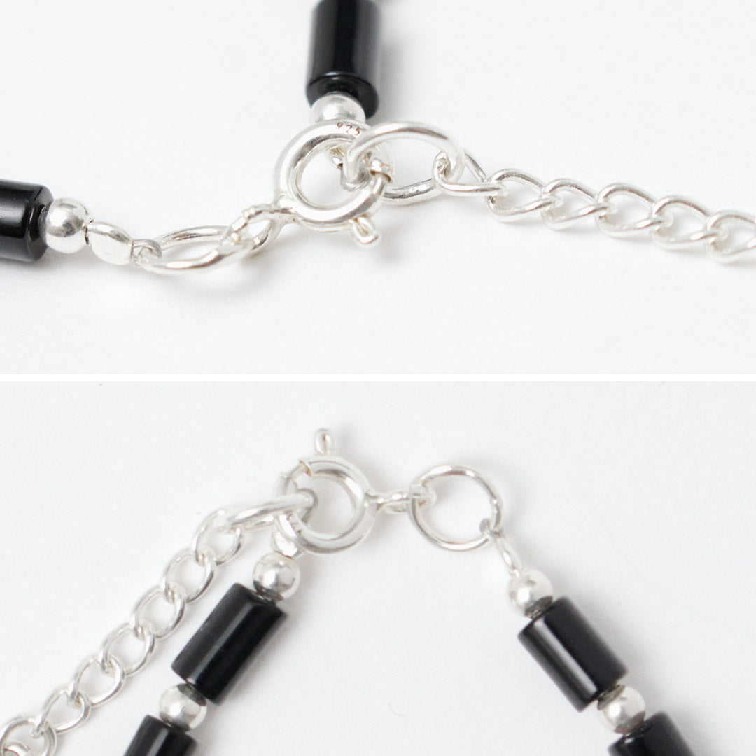 CHALISA T..（チャリッサ・ティー） ブラックオニキス チューブビーズ シルバーブレスレット シルバー925 / レディース アクセサリー 天然石 Black Onyx Tube Beads Silver Bracelet Silver 925
