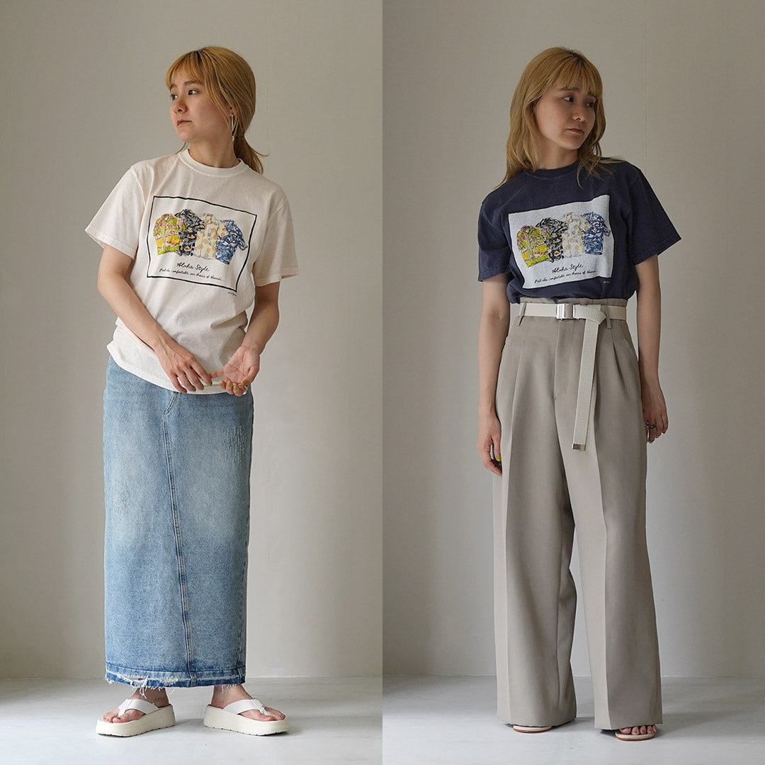 GOOD ON（グッドオン） LeftyArt×Good On アロハシャツ SS TEE / レディース トップス 半袖 Tシャツ カットソー プリント 綿100 日本製 LeftyArt×Good On ALOHA SHIRTS SS TEE