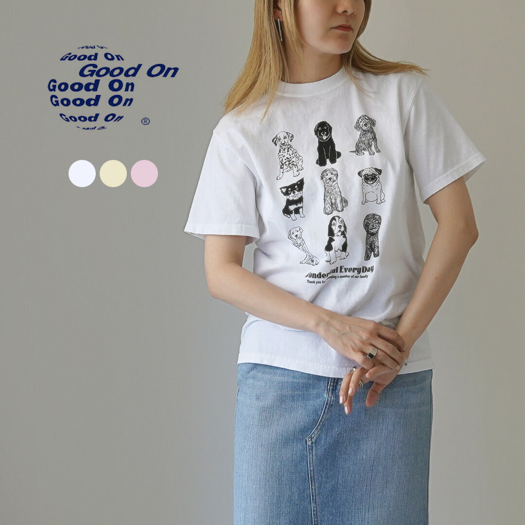 GOOD ON（グッドオン） ワンダフル エブリディ SS TEE / レディース トップス 半袖 Tシャツ カットソー 犬柄 綿100 日本製 WONDERFUL EVERYDAY SS TEE OLSS1253P