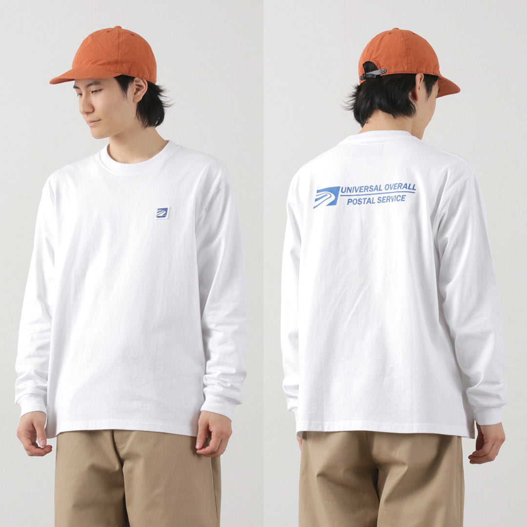 UNIVERSAL OVERALL（ユニバーサルオーバーオール） ポストマン ロゴ ロングスリーブ TEE / メンズ レディース ロンT トップス カットソー 長袖 綿 Postman LOGO L/S