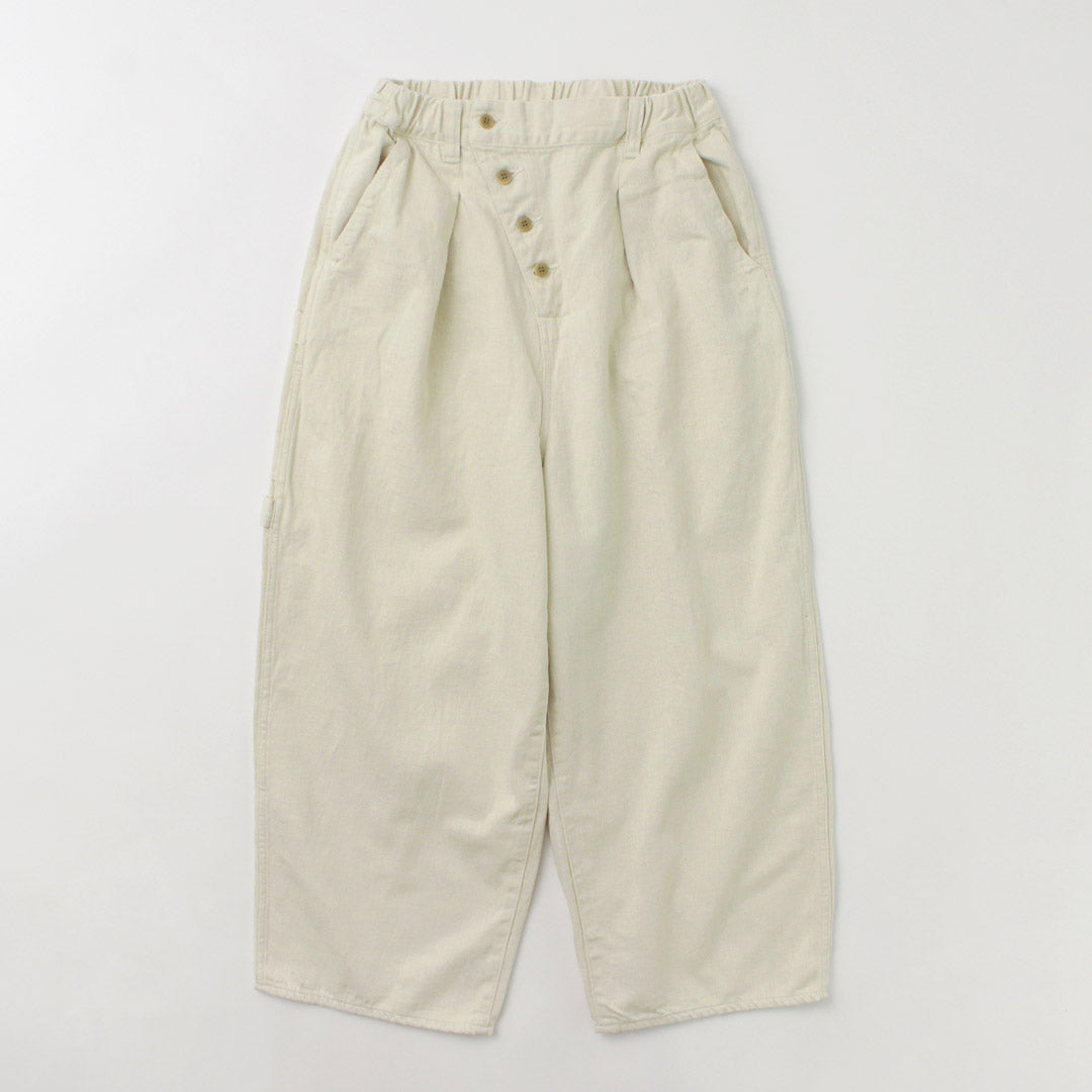 TUMUGU（ツムグ） 9.5oz コットンリネン デニム ワイドテーパード パンツ