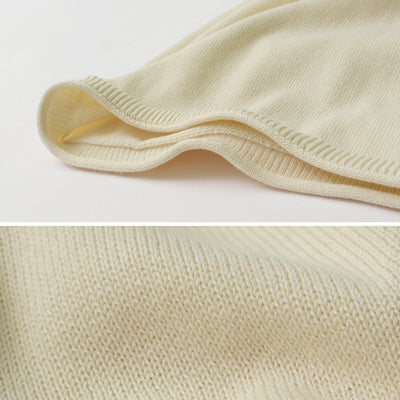 TUMUGU（ツムグ） ランダムリブニット ロゴ刺繍プルオーバー / レディース トップス セーター 薄手 長袖 綿100