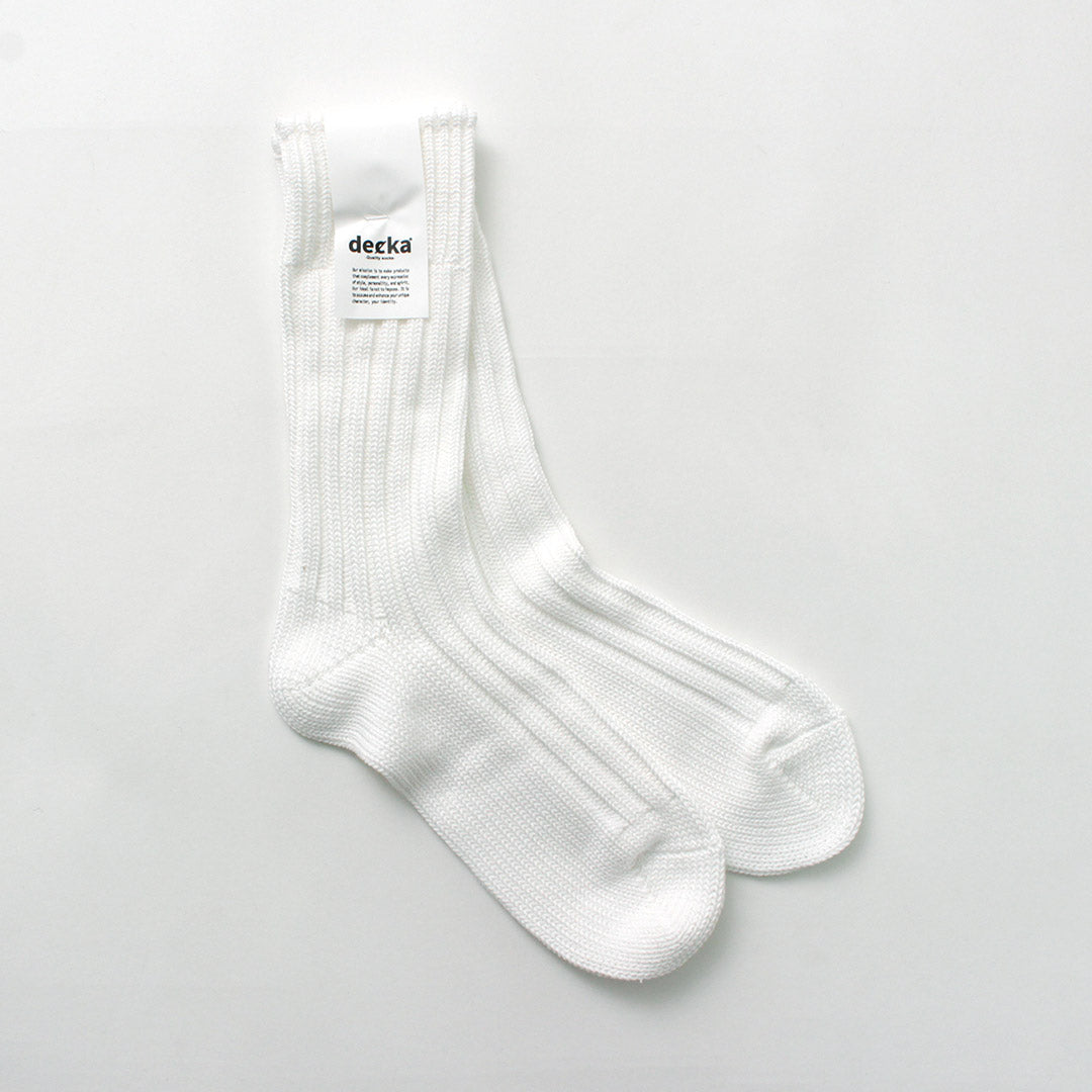 DECKA QUALITY SOCKS（デカ） ヘビーウエイト プレーン クルーソックス / メンズ レディース ユニセックス 靴下 厚手 無地 日本製 Cased Heavyweight Plain Socks