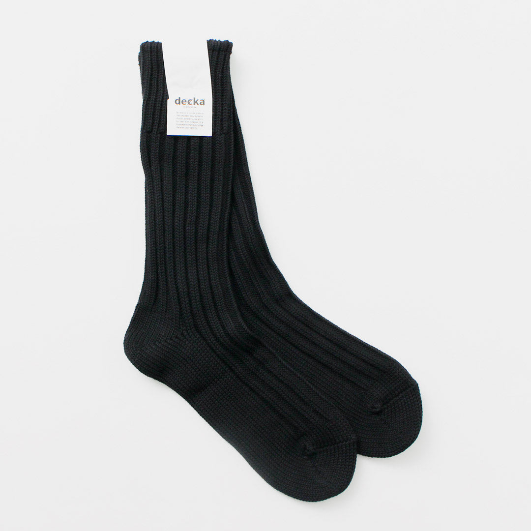 DECKA QUALITY SOCKS（デカ） ヘビーウエイト プレーン クルーソックス / メンズ レディース ユニセックス 靴下 厚手 無地 日本製 Cased Heavyweight Plain Socks