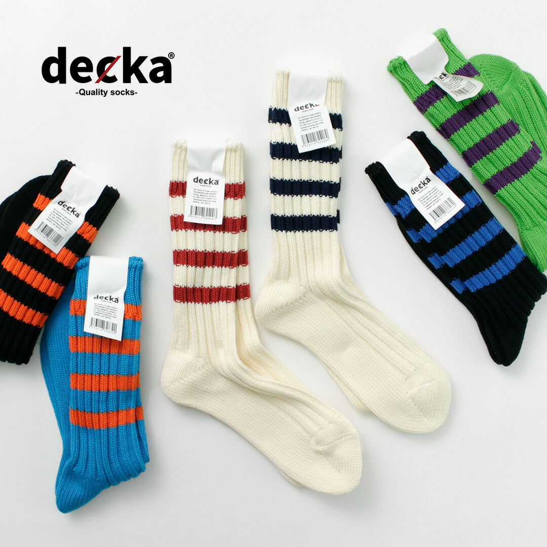 DECKA QUALITY SOCKS（デカ） ヘビーウエイト ラインソックス / メンズ レディース ユニセックス 靴下 ボーダー 柄 日本製 Heavyweight Socks Stripes