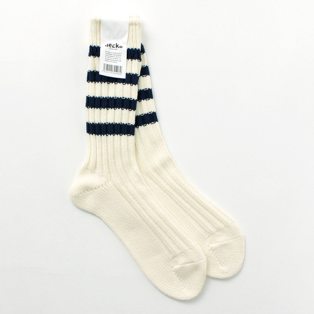 DECKA QUALITY SOCKS（デカ） ヘビーウエイト ラインソックス / メンズ レディース ユニセックス 靴下 ボーダー 柄 日本製 Heavyweight Socks Stripes