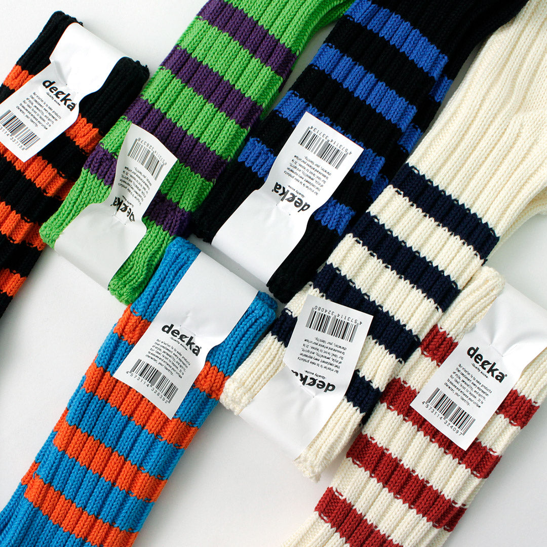 DECKA QUALITY SOCKS（デカ） ヘビーウエイト ラインソックス / メンズ レディース ユニセックス 靴下 ボーダー 柄 日本製 Heavyweight Socks Stripes