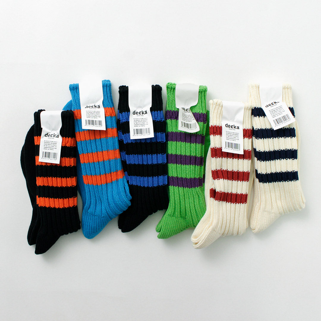 DECKA QUALITY SOCKS（デカ） ヘビーウエイト ラインソックス / メンズ レディース ユニセックス 靴下 ボーダー 柄 日本製 Heavyweight Socks Stripes