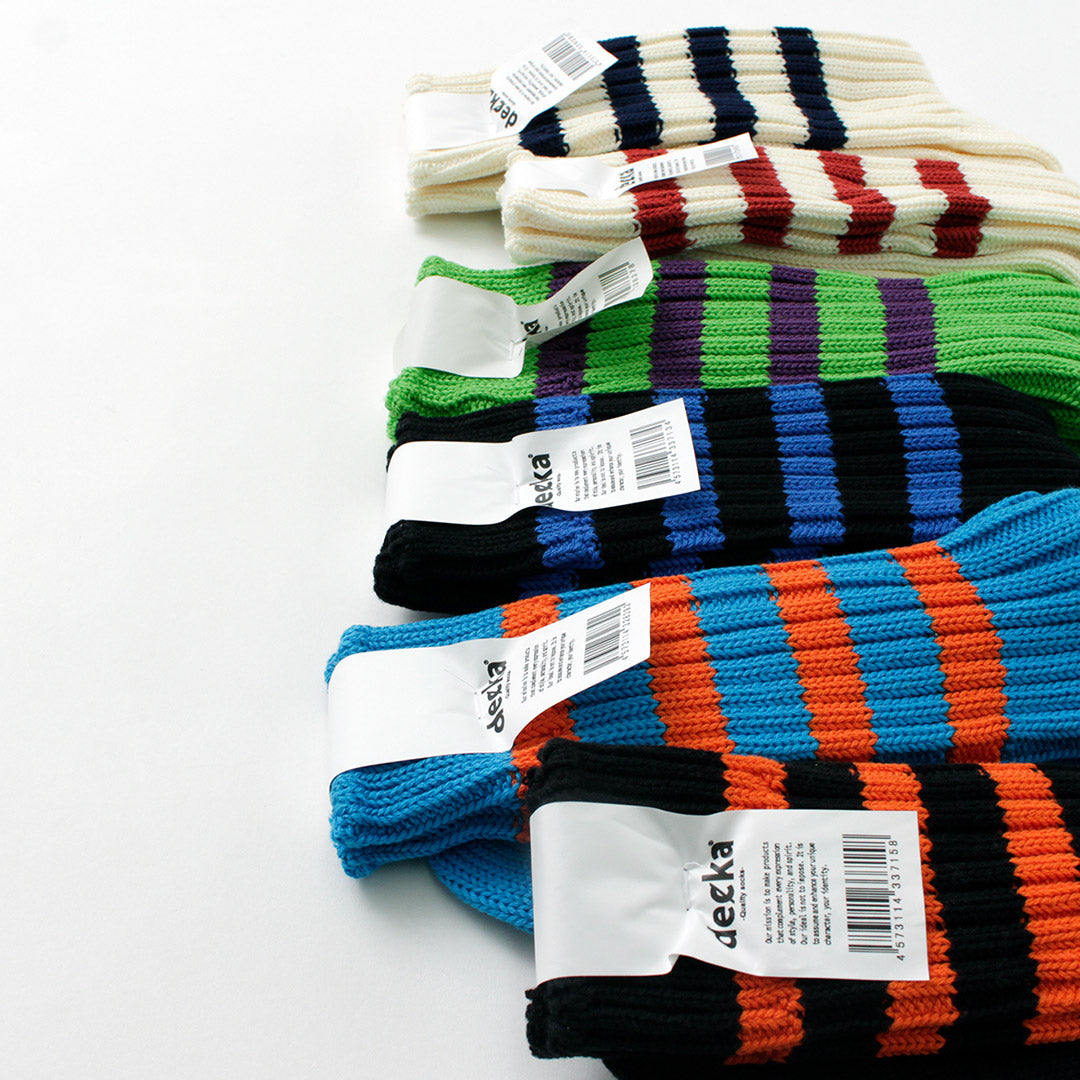 DECKA QUALITY SOCKS（デカ） ヘビーウエイト ラインソックス / メンズ レディース ユニセックス 靴下 ボーダー 柄 日本製 Heavyweight Socks Stripes