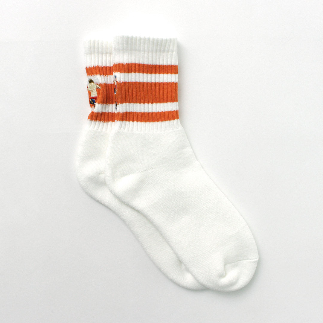 DECKA QUALITY SOCKS（デカ） 刺繍 スケーターソックス / メンズ レディース ユニセックス 靴下 ストライプ 柄 日本製 Skater Socks / Embroidery / Baseball