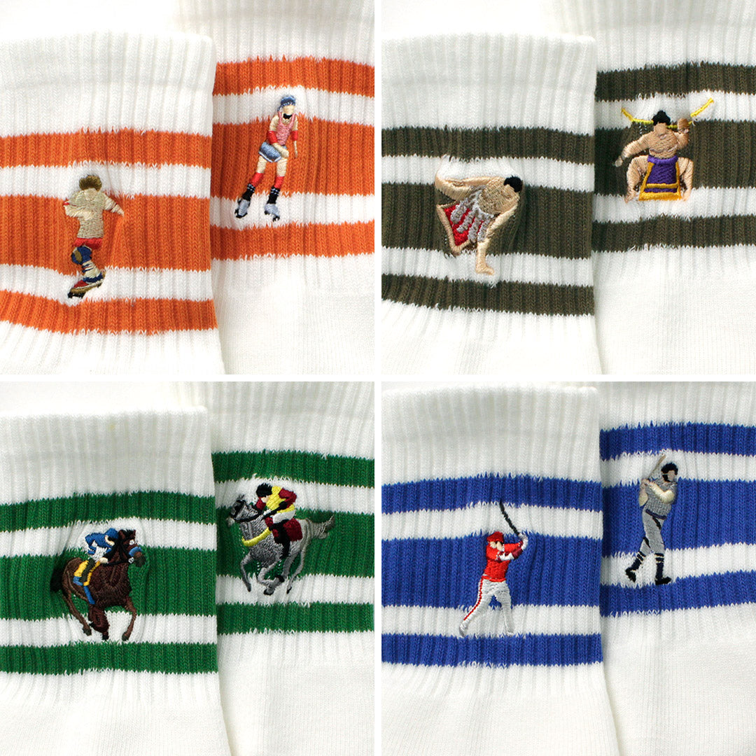 DECKA QUALITY SOCKS（デカ） 刺繍 スケーターソックス / メンズ レディース ユニセックス 靴下 ストライプ 柄 日本製 Skater Socks / Embroidery / Baseball