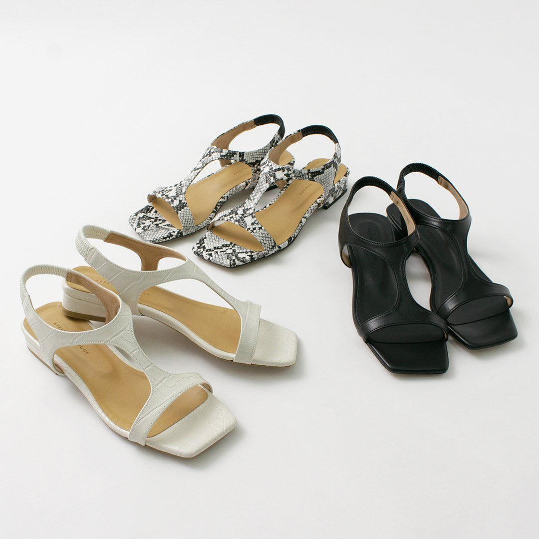 ATELIER BRUGGE（アトリエブルージュ） カッティング サンダル / レディース 靴 シューズ ゴム パイソン クロコダイル 日本製 Cutting Sandals