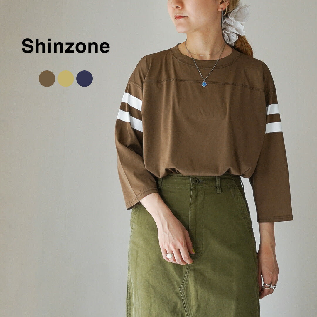 SHINZONE（シンゾーン） シアー フットボール TEE / レディース Tシャツ カットソー 7分袖 日本製 綿100 コットン  24MMSCU08 SHEER FOOTBALL TEE – ROCOCO ONLINE STORE