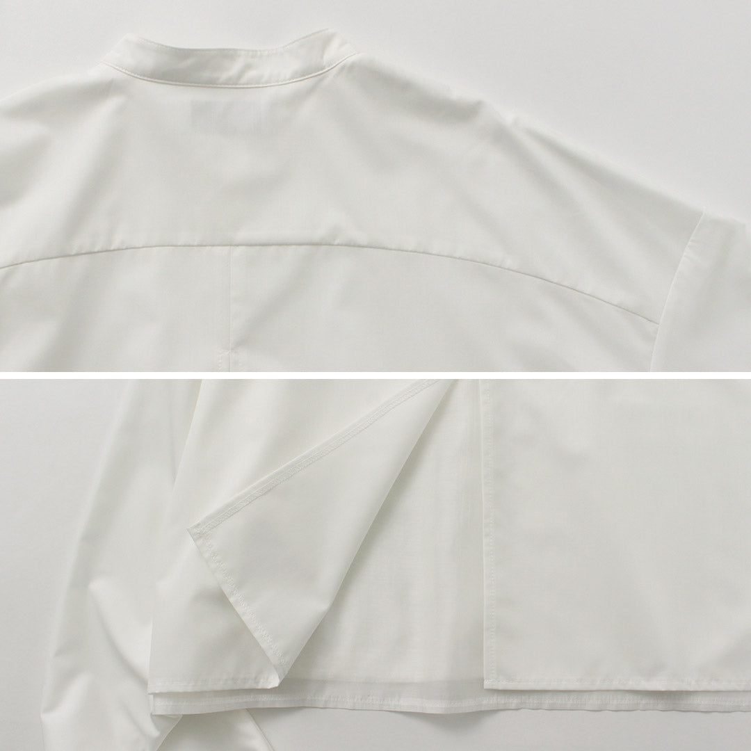 CYAN TOKYO（シアン トーキョー） バックレイヤー ショートシャツ / レディース ブラウス スタンドカラー 袖リブ
