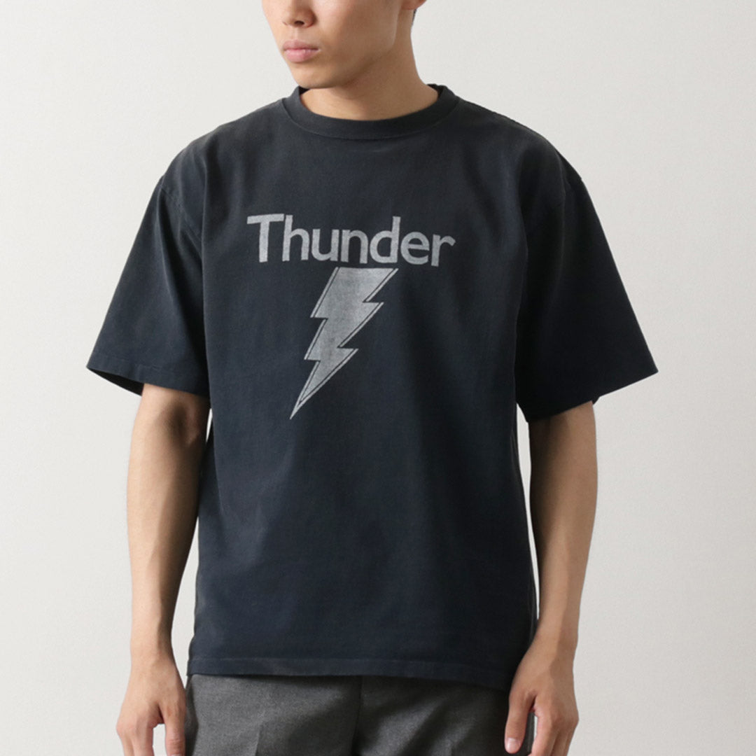 REMI RELIEF（レミレリーフ） NEW加工丸胴天竺T(Thunder) / Tシャツ メンズ 半袖 プリント スペシャル加工 日本製