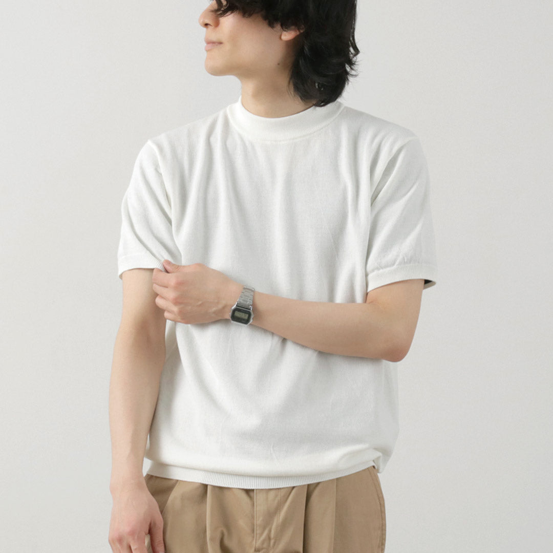 【20％OFF】MOONCASTLE（ムーンキャッスル） アイスコットン モックネック ショートスリーブ ニットTee 2024年モデル