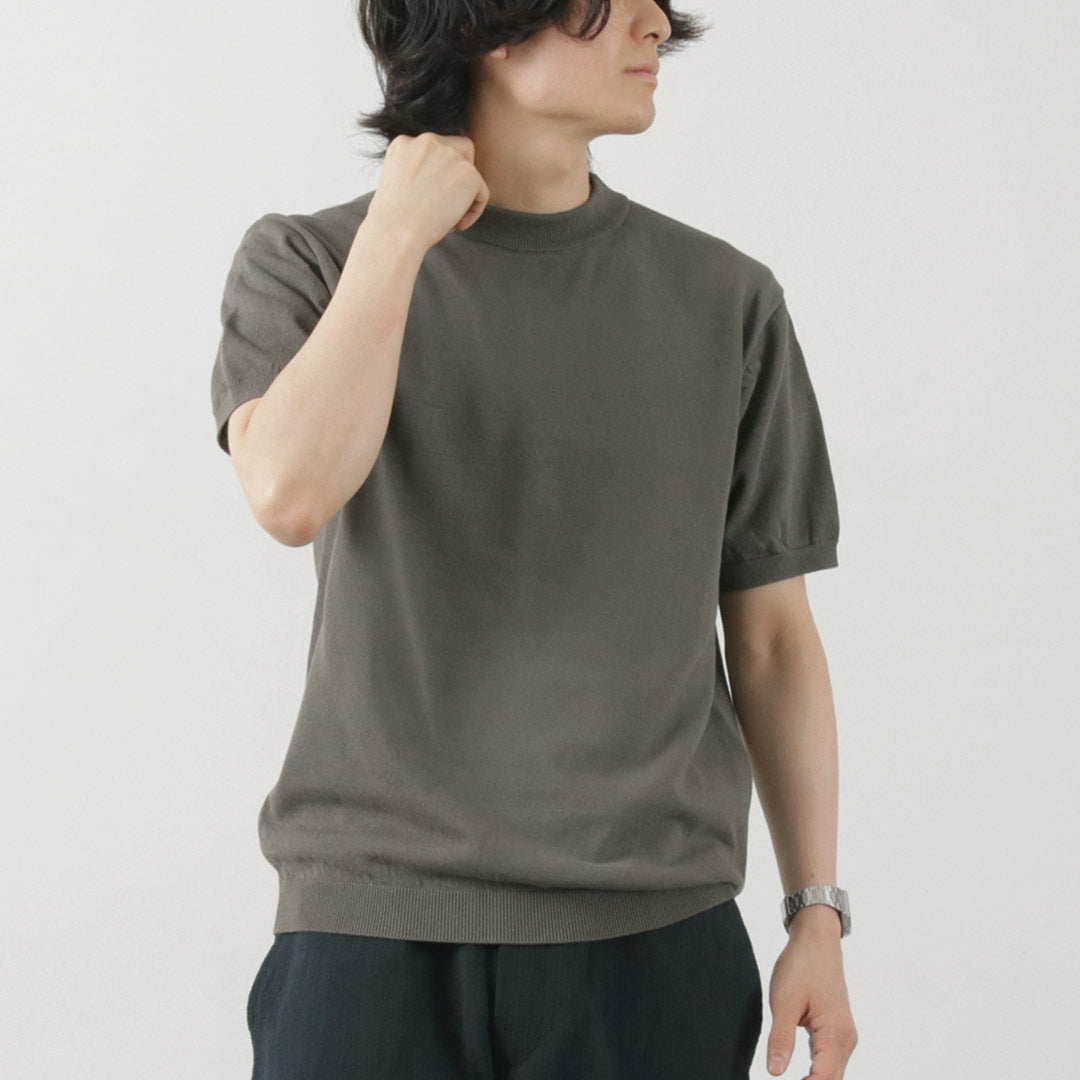 【20％OFF】MOONCASTLE（ムーンキャッスル） アイスコットン モックネック ショートスリーブ ニットTee 2024年モデル