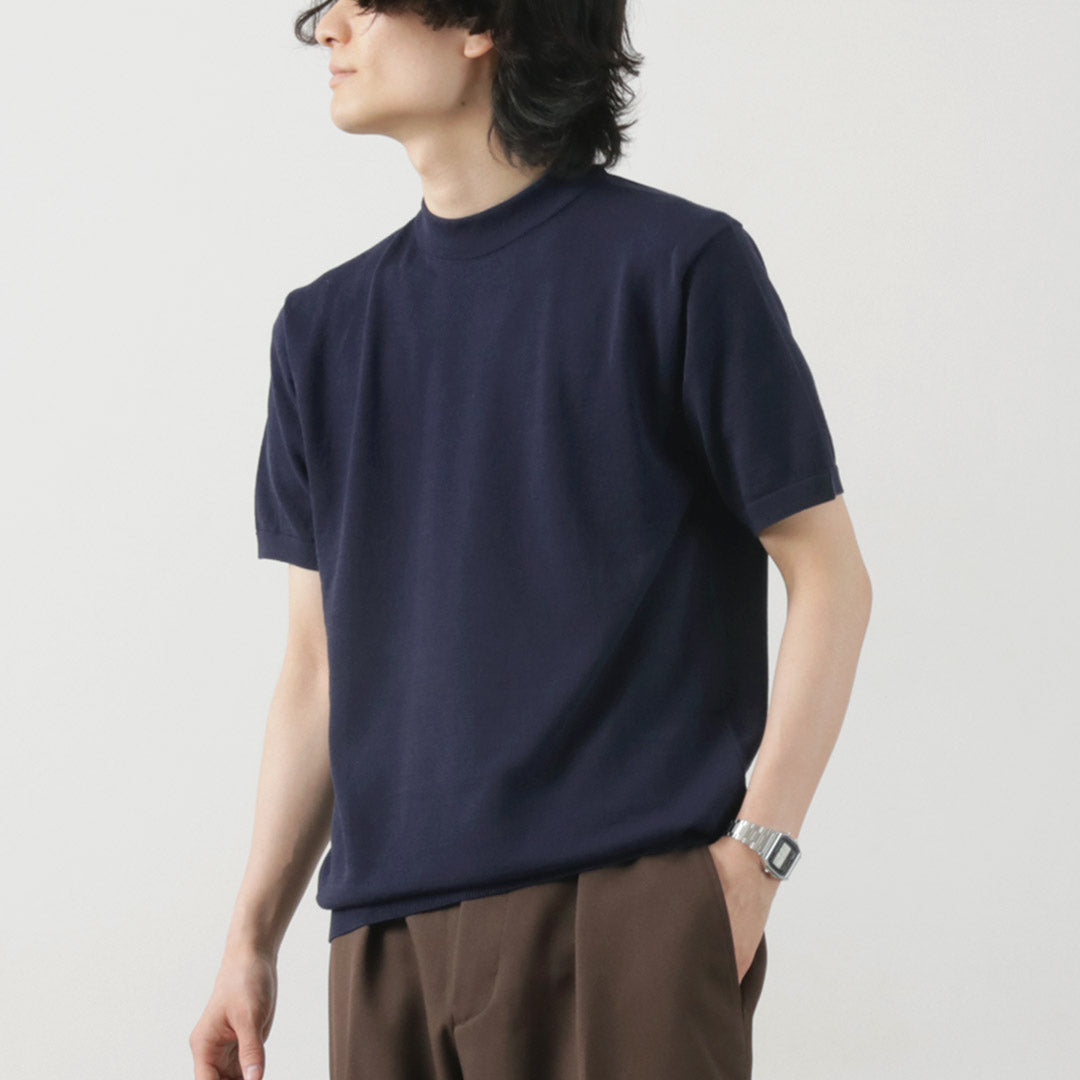 【20％OFF】MOONCASTLE（ムーンキャッスル） アイスコットン モックネック ショートスリーブ ニットTee 2024年モデル