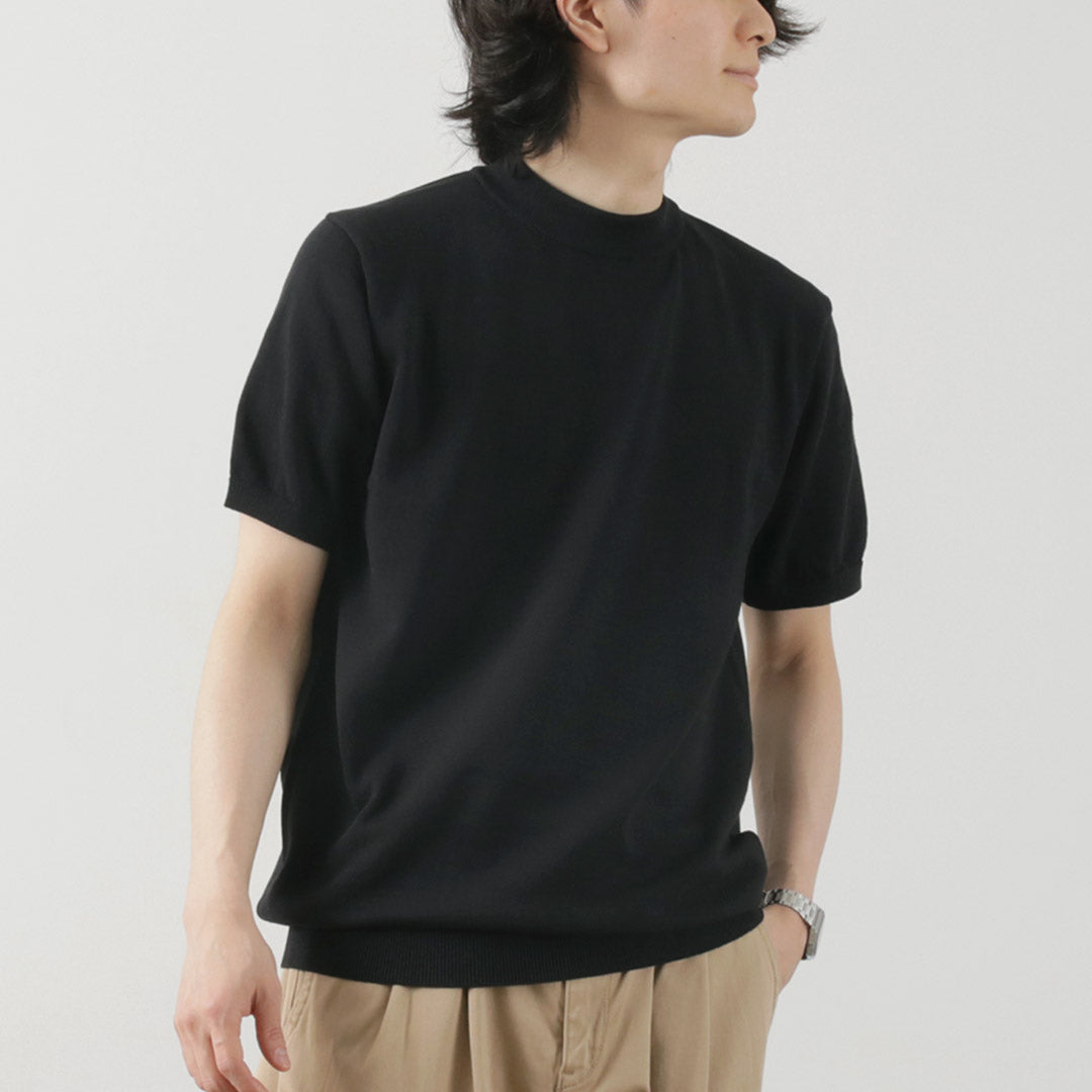 【20％OFF】MOONCASTLE（ムーンキャッスル） アイスコットン モックネック ショートスリーブ ニットTee 2024年モデル