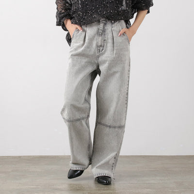 YENN（イェン） ハイライズ タックワイドパンツ / レディース ボトムス デニム シーンズ ハイウエスト HIGH RISE TUCK WIDE PT L/GRAY