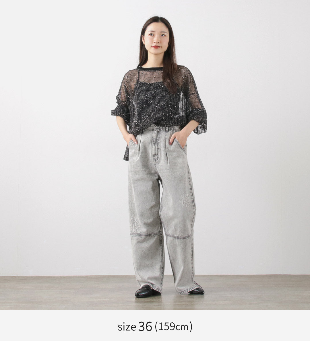 YENN（イェン） ハイライズ タックワイドパンツ / レディース ボトムス デニム シーンズ ハイウエスト HIGH RISE TUCK WIDE PT L/GRAY