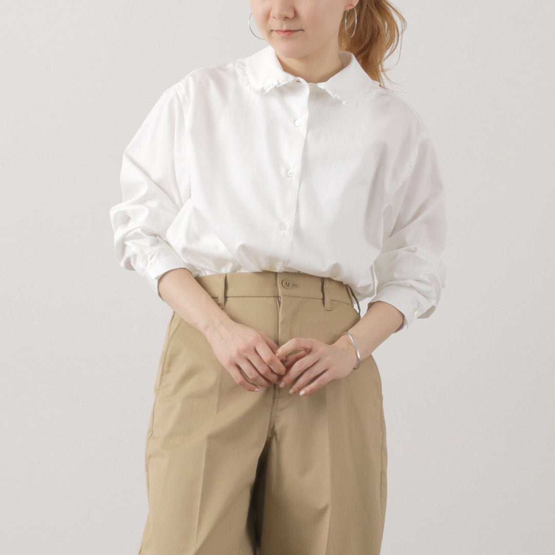 MIDIUMI（ミディウミ） フリルカラーシャツ / レディース トップス ブラウス 長袖 綿100 コットン 日本製