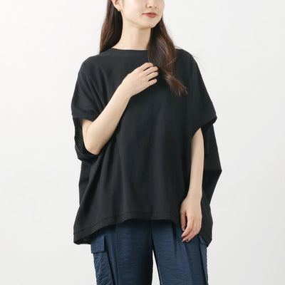 mizuiro ind（ミズイロインド） コクーンワイド プルオーバー / レディース トップス カットソー 半袖 5分袖 Tシャツ 無地 綿 コットン ドルマンスリーブ 日本製