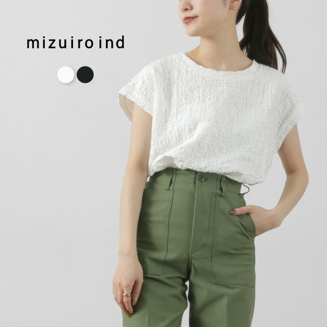 mizuiro ind（ミズイロインド） ラッセル ニット フレンチスリーブ PO