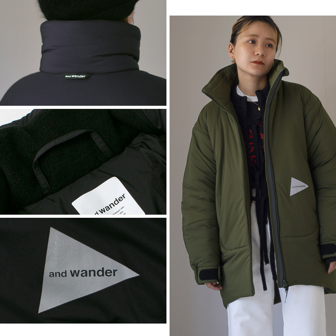 AND WANDER（アンドワンダー） トップ フリース コート (W) / レディース 冬 防寒 撥水 人工羽毛 アウター アウトドア top fleece coat