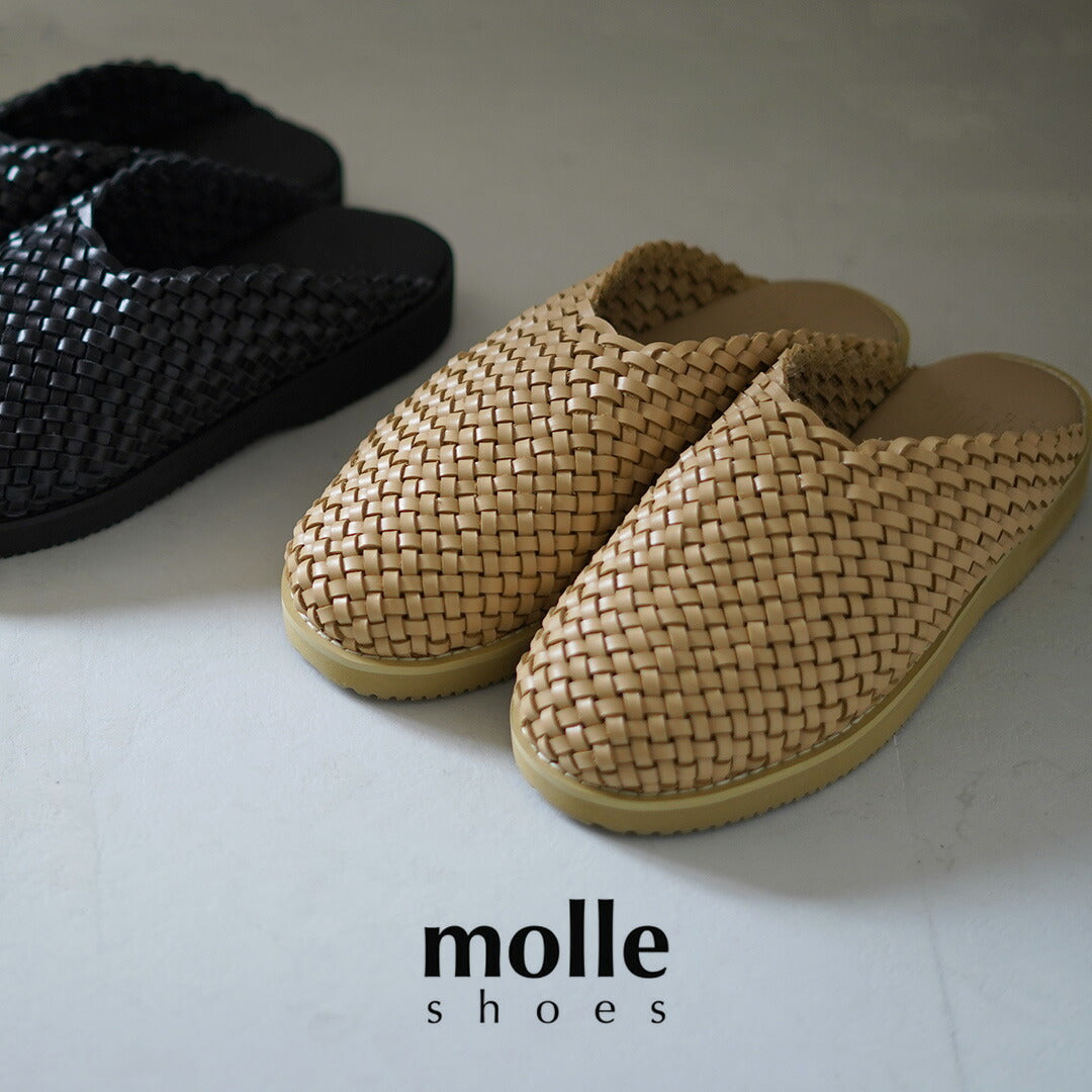 MOLLE SHOES（モールシューズ） ウーブン レザークロッグ / メンズ レザーサンダル シューズ 牛革 本革 イントレチャート WOVEN LEATHER CROG