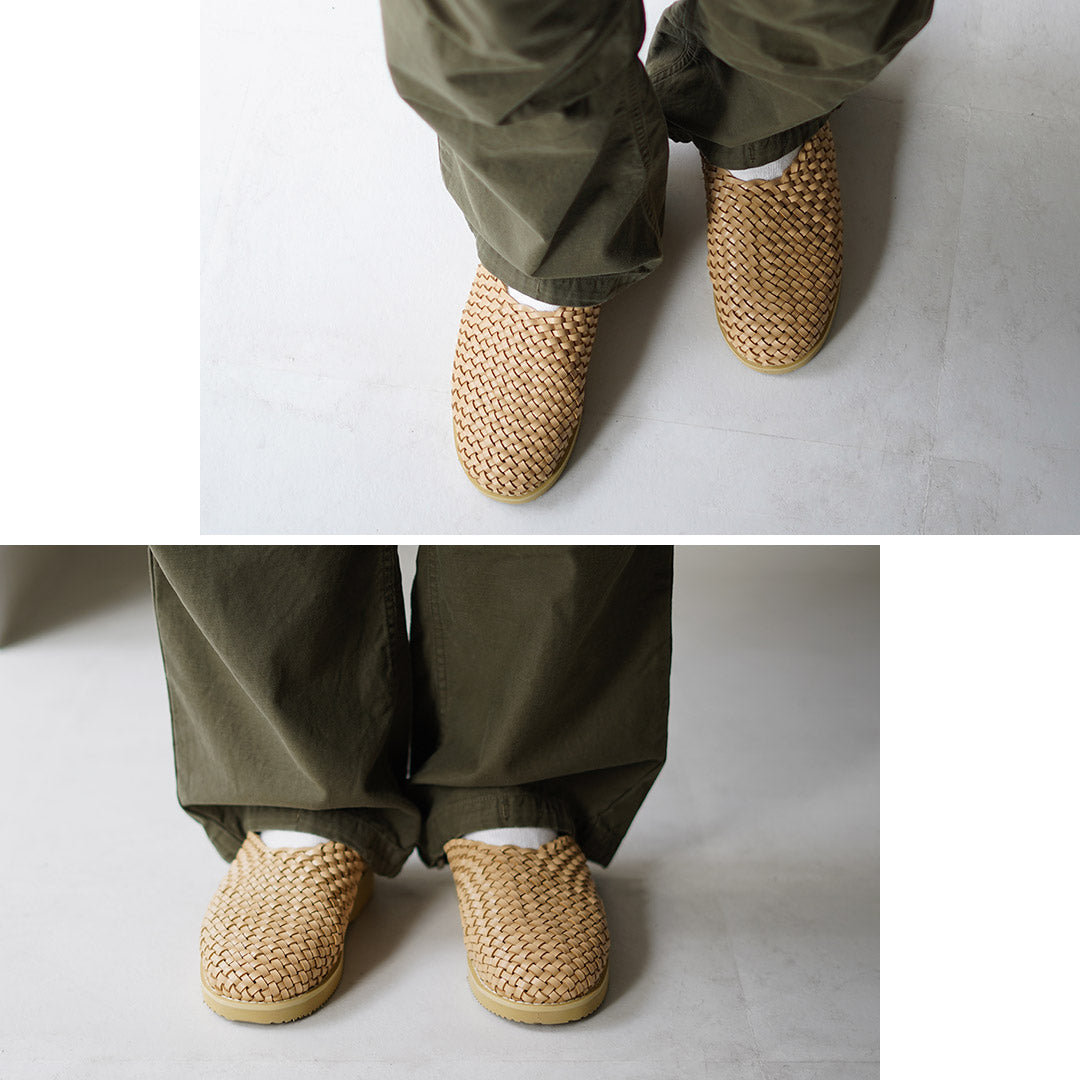 MOLLE SHOES（モールシューズ） ウーブン レザークロッグ / メンズ レザーサンダル シューズ 牛革 本革 イントレチャート WOVEN LEATHER CROG