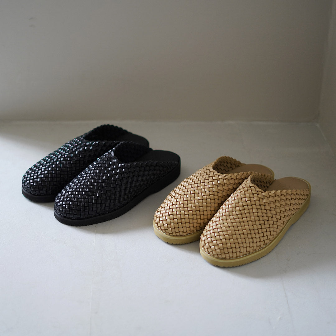 MOLLE SHOES（モールシューズ） ウーブン レザークロッグ / メンズ レザーサンダル シューズ 牛革 本革 イントレチャート WOVEN LEATHER CROG