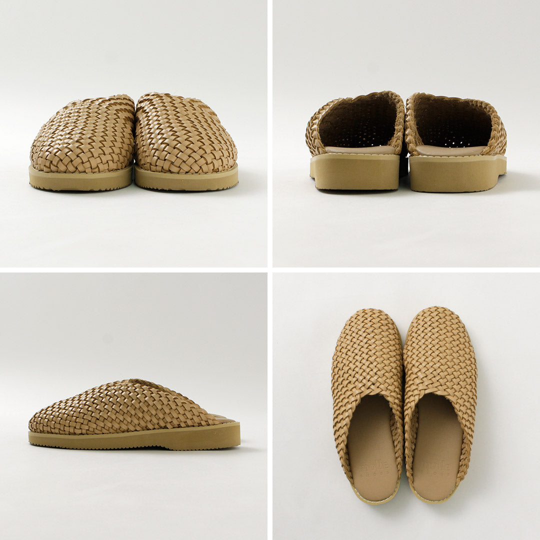 MOLLE SHOES（モールシューズ） ウーブン レザークロッグ / メンズ レザーサンダル シューズ 牛革 本革 イントレチャート WOVEN LEATHER CROG