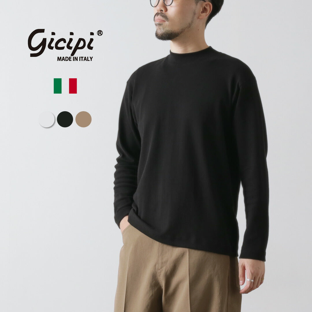 GICIPI(ジチピ） デルフィーノ クルーネック ベーシックフィット ロングスリーブ カットソー / Tシャツ 長袖 無地 モックネック イタリア製 DELFINO