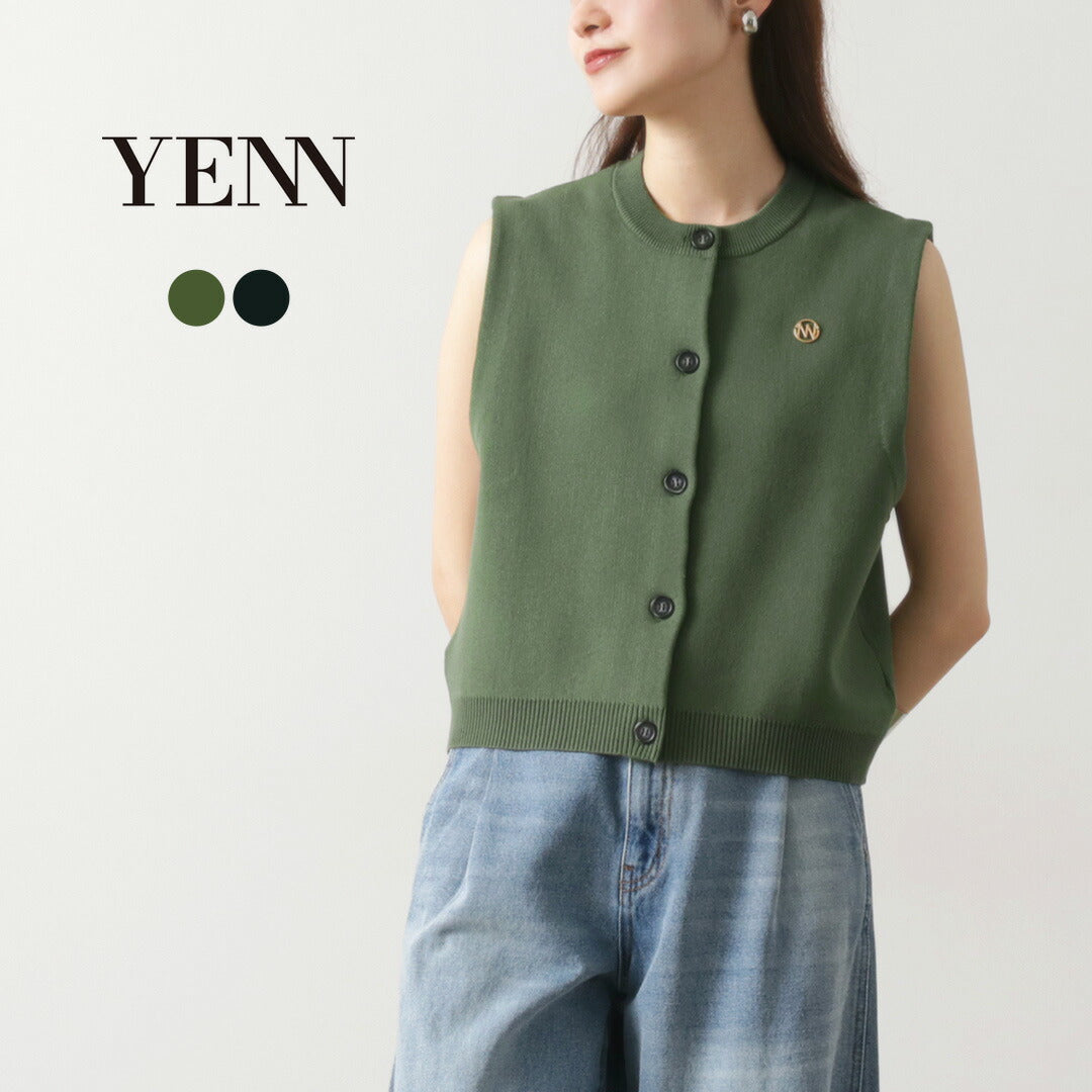 YENN（イェン） ダブルフェイス ニットベスト / レディース トップス 前開き ボタン DOUBLE FACE KNIT VEST –  ROCOCO ONLINE STORE