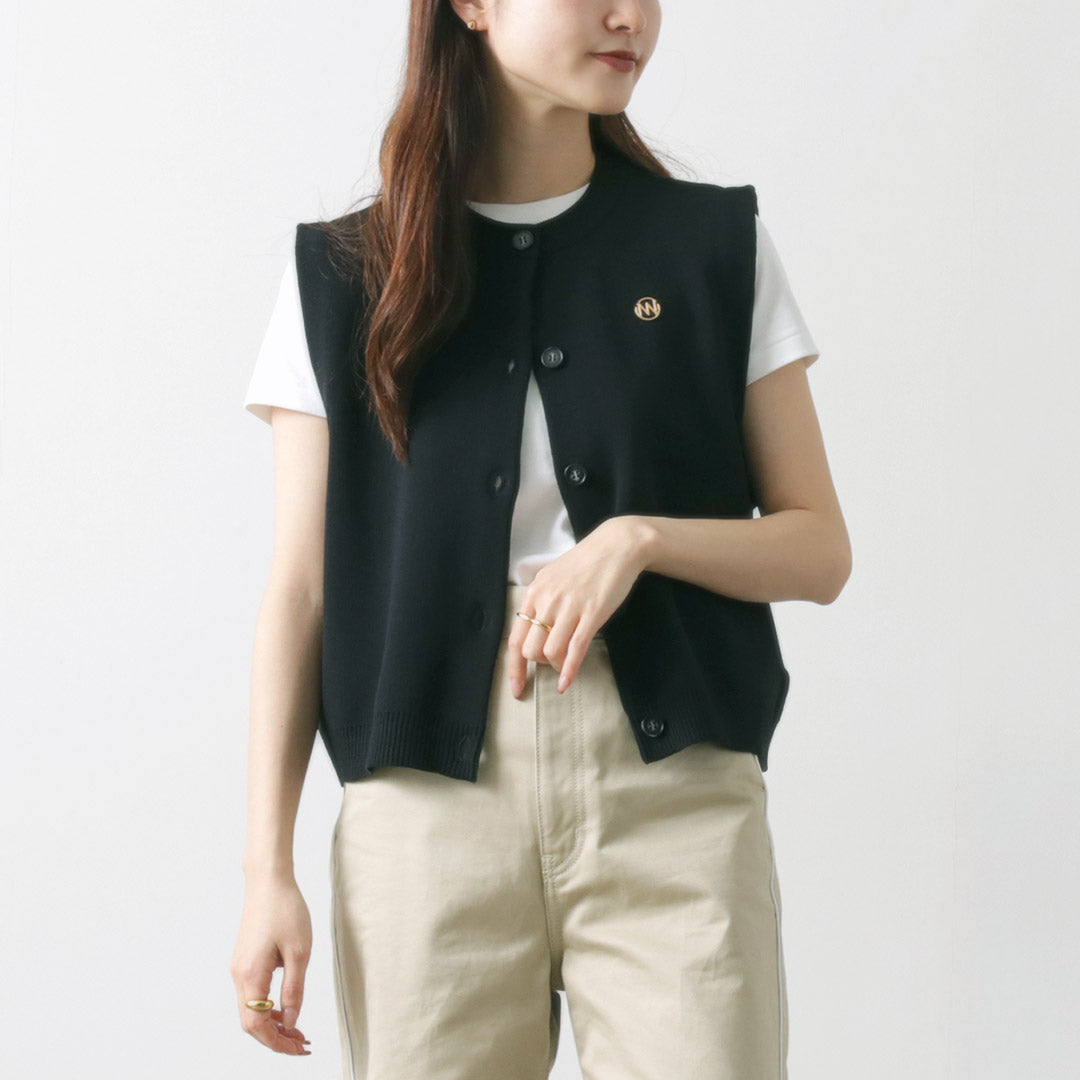 YENN（イェン） ダブルフェイス ニットベスト / レディース トップス 前開き ボタン DOUBLE FACE KNIT VEST –  ROCOCO ONLINE STORE