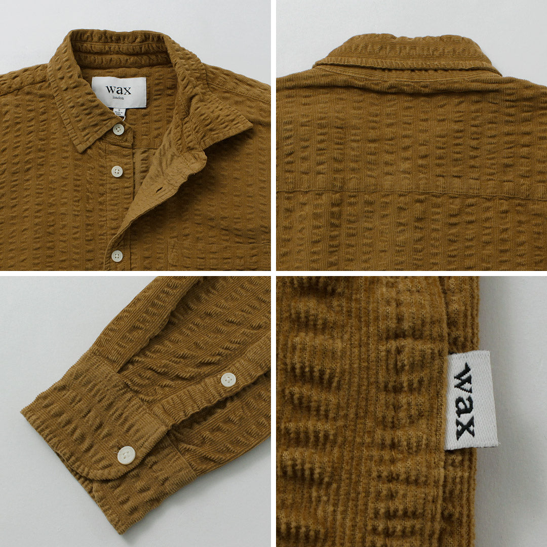 WAX LONDON（ワックスロンドン） シェリーシャツ シアサッカー コード / メンズ トップス コーデュロイ 綿100 SHELLY SHIRT SEERSUCKER COAD