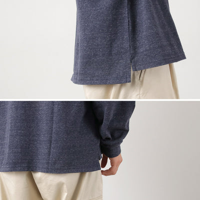 REMI RELIEF（レミレリーフ）別注 メランジ天竺 ロングスリーブ ポケットTシャツ / 長袖 メンズ 霜降り 無地 大きめ オーバーサイズ 日本製