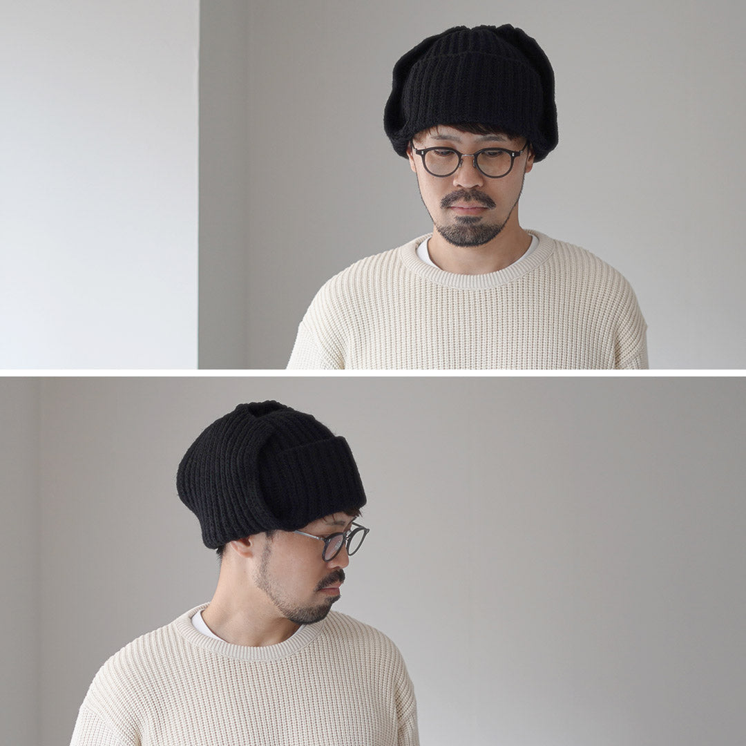 HICOSAKA（ヒコサカ） ニット フライトキャップ / メンズ レディース 帽子 ウール コットン 日本製 Knit Flight Cap