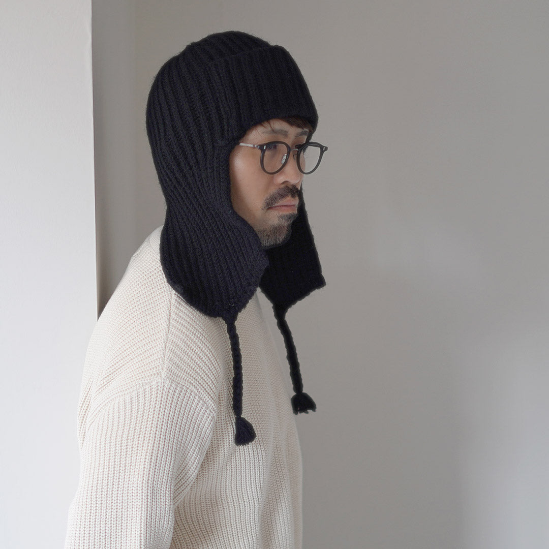 HICOSAKA（ヒコサカ） ニット フライトキャップ / メンズ レディース 帽子 ウール コットン 日本製 Knit Flight Cap