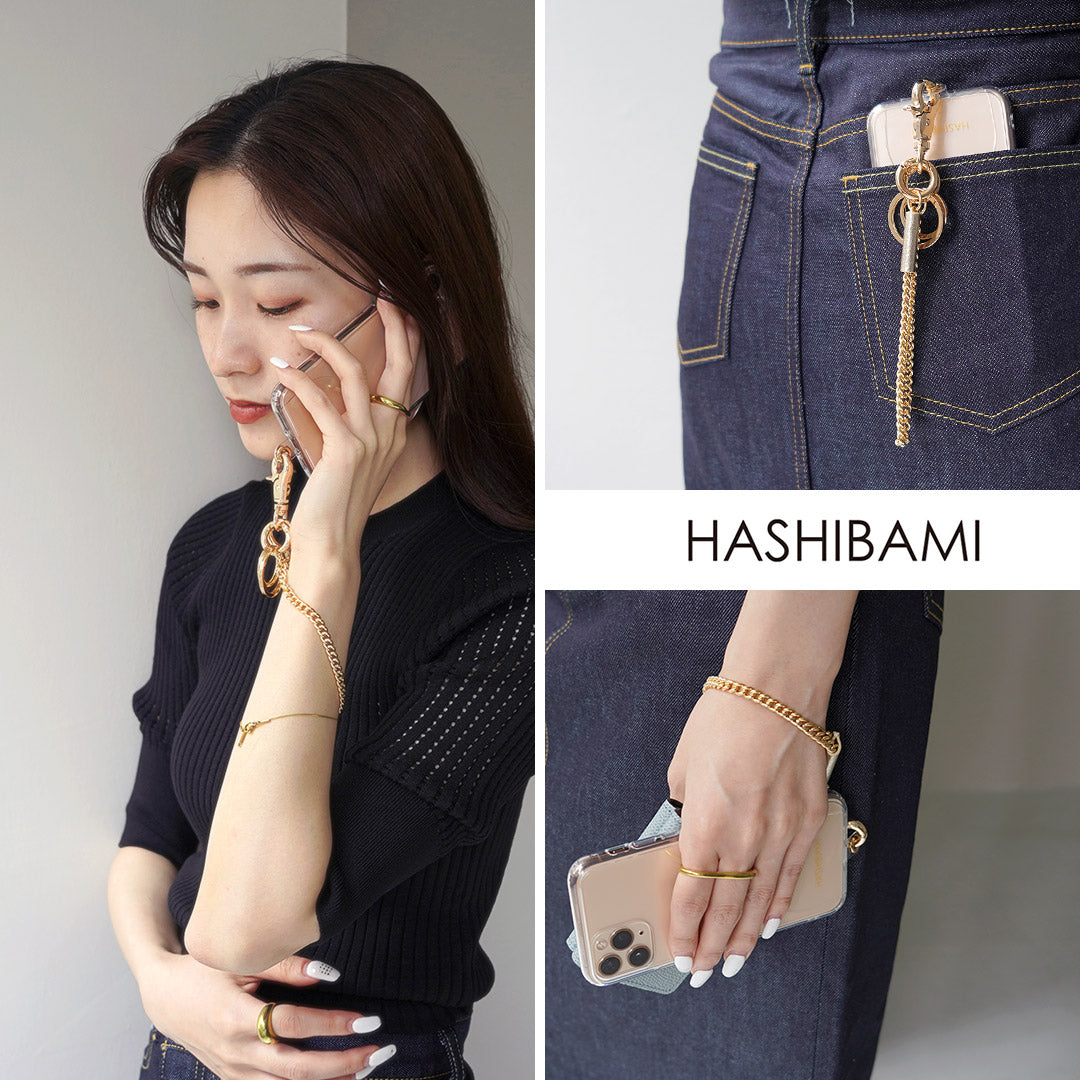 HASHIBAMI（ハシバミ） チェーン スマホ ショートストラップ / レディース スマホストラップ キーホルダー ハンドストラップ モバイルアクセサリー