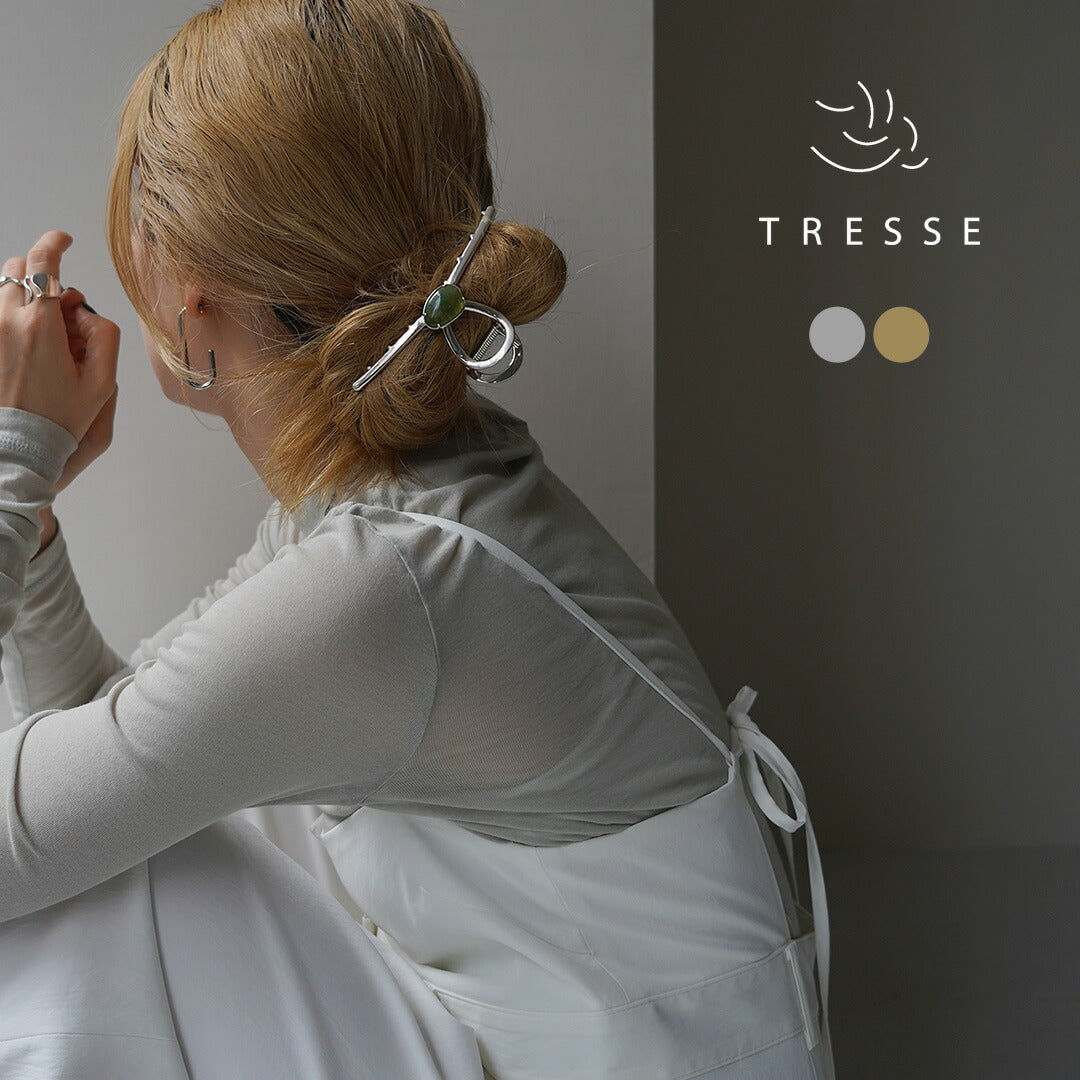 TRESSE（トレス） ALMA ストーン クリップ / レディース ヘアアクセサリー 天然石 シルバー ゴールド パーティー ALMA La pince Crocodil avec pierre