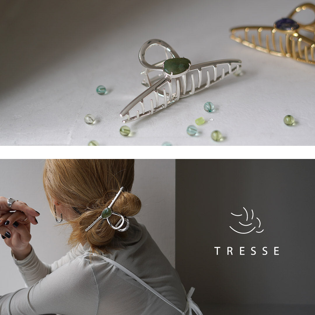 TRESSE（トレス） ALMA ストーン クリップ / レディース ヘアアクセサリー 天然石 シルバー ゴールド パーティー ALMA La pince Crocodil avec pierre