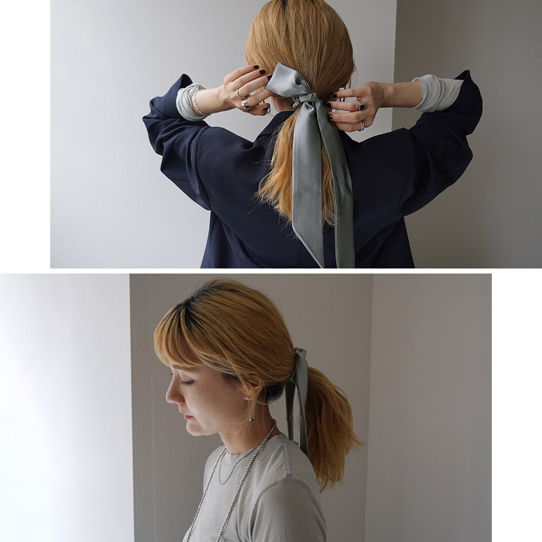 TRESSE（トレス） Jeanne シルク シュシュ+リボン / レディース ヘアゴム ヘアアクセサリー 無地 絹 Jeanne ribbon in silk