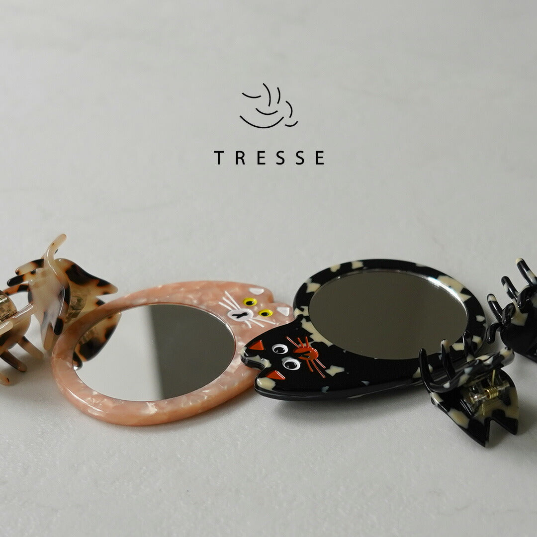 TRESSE（トレス） シャット ミラー+ミニヘアクリップ / レディース 手鏡 コンパクトミラー ヘアアクセサリー 猫 ネコ